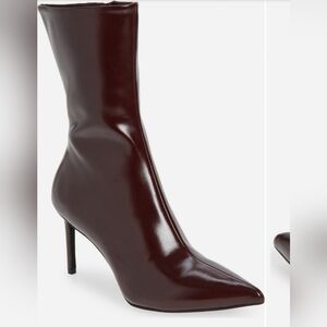Jeffrey Campbell Everynight Pointed Toe Bootie In Dark Wine Wax
